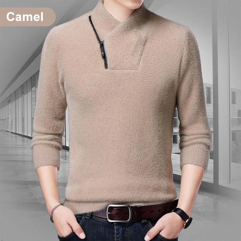 Men's Warm V-Neck Half-Zip T-Shirt