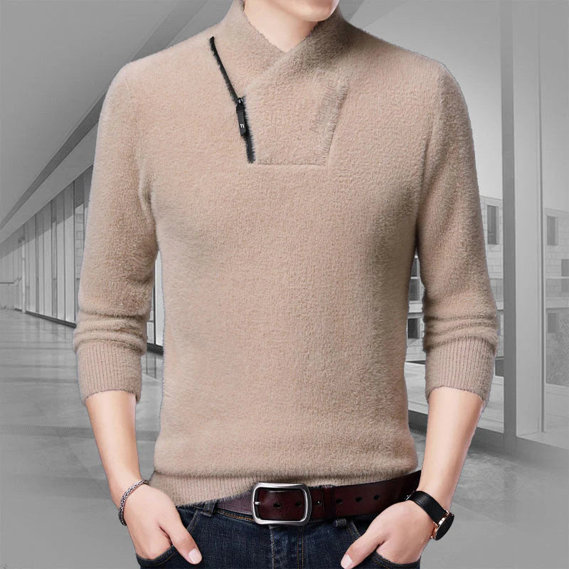 Men's Warm V-Neck Half-Zip T-Shirt