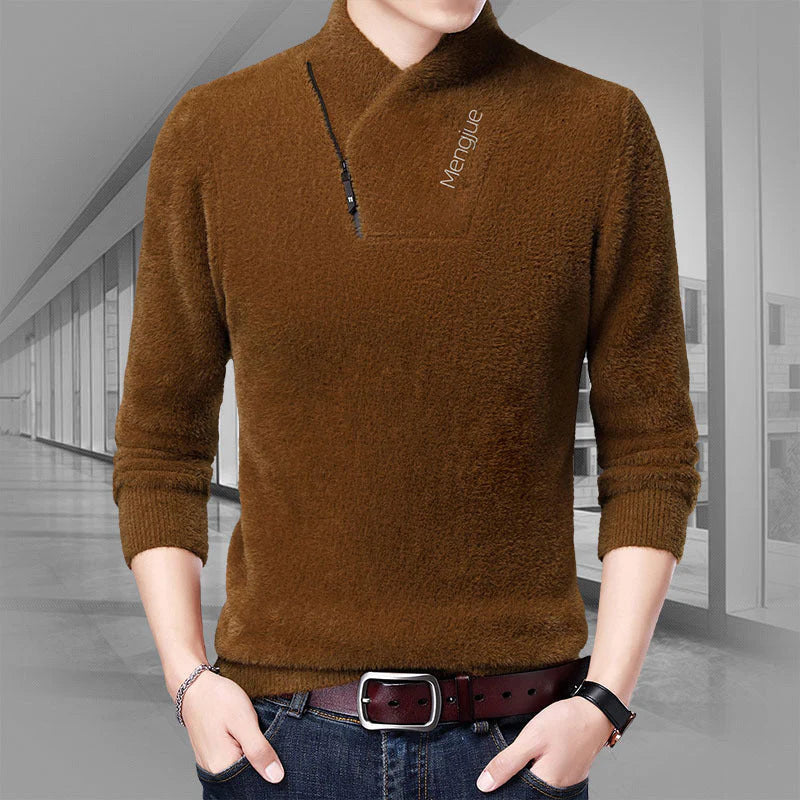 Men's Warm V-Neck Half-Zip T-Shirt