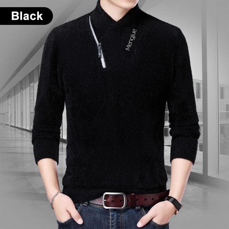 Men's Warm V-Neck Half-Zip T-Shirt